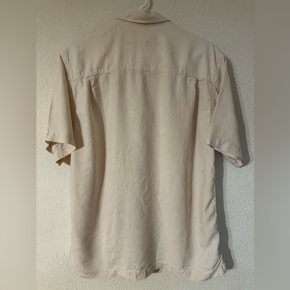 Tommy Bahama Men Camp Shirt Off White 100% Silk Foliage Pattern Size Medium - Picture 3 of 10